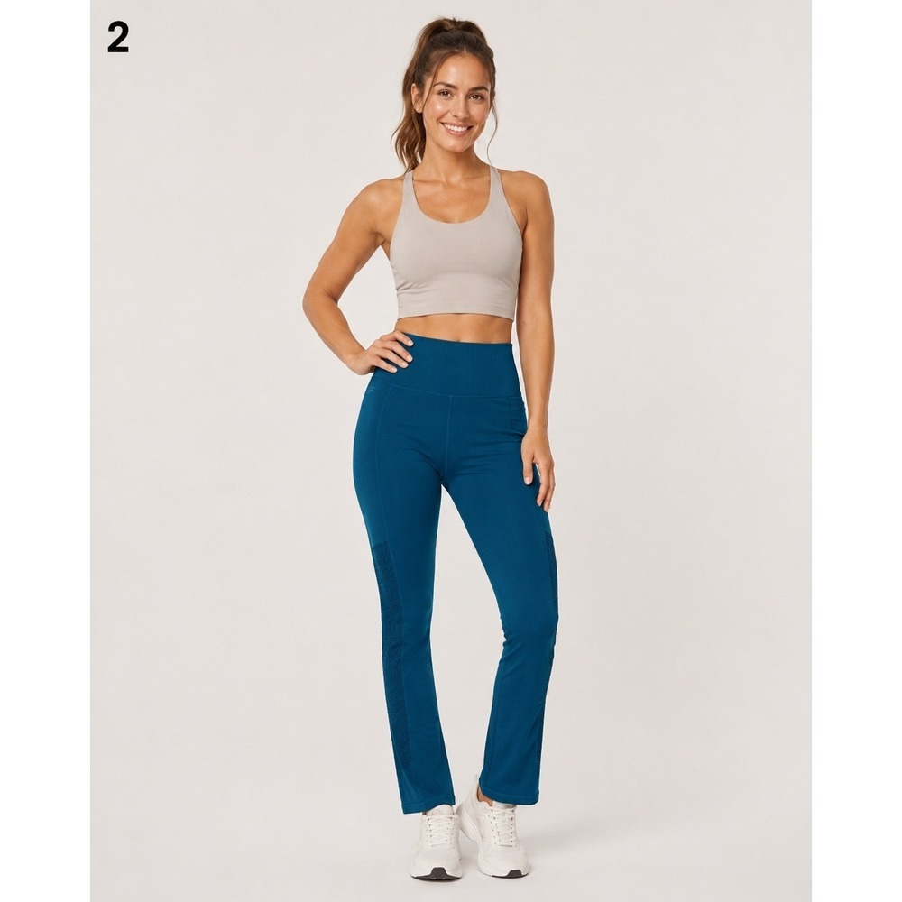 Fabletics Workout Leggings Womens XS Teal Blue Mid Rise Crop